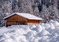 House in a swiss winter landscape Royalty Free Stock Photo