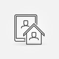 House and Tablet line icon. Vector Work From Home symbol