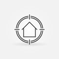 House in Target linear vector concept icon or logo Royalty Free Stock Photo