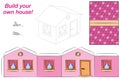 House Template Paper Model Pink