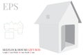 House Template, Vector with die cut / laser cut layers. Paper House with heart door. White, clear, blank, isolated House mock up