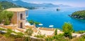 House with terrace for rent overlooking the bay on the Amalfitan coast of Italy Royalty Free Stock Photo