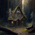 the house of a terrible forest witch in the depths of the forest