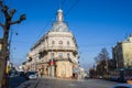 House of the 19th century in the form of a ship or a Shiff front view. Architecture of old city Chernivtsi, Bukovina