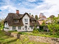 House with thatched roof in Nieblum, Foehr island, North Frisia, Schleswig-Holstein, Germany Royalty Free Stock Photo