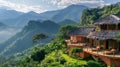 Thatched Roof House Atop Mountain