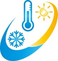 House, Thermometer and snowflake, temperature logo, air conditioning logo, air conditioning logo, ventilation logo