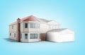 House Three-dimensional image building concept 3d render on blue