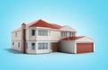 House Three-dimensional image 3d render on blue