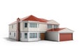 House Three-dimensional image 3d render on white background