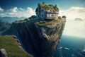 A house on top of a cliff, close to the edge Royalty Free Stock Photo