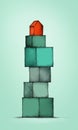 House on a tower of building blocks Royalty Free Stock Photo