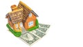 House toy on money bank notes Royalty Free Stock Photo