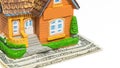 House toy on money bank notes Royalty Free Stock Photo