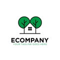 House tree logo design with tree and house/home on negative space concept. eco real estate logo. eco company logo Royalty Free Stock Photo