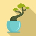 House tree pot icon, flat style