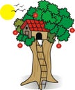 House in tree vector illustration