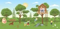 House on tree vector kids play on playground Royalty Free Stock Photo