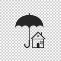 House with umbrella icon isolated on transparent background. Real estate insurance symbol. Real estate symbol