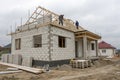House under construction with autoclaved aerated concrete blocks Royalty Free Stock Photo
