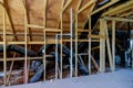 House under construction roof HVAC vents being installed air conditioning Royalty Free Stock Photo