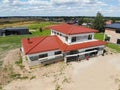 House under construction with scaffolds