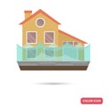 House under the flood clor flat icon Royalty Free Stock Photo