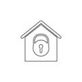 house under lock and key icon. Element for mobile concept and web apps. Thin line icon for website design and development, app de Royalty Free Stock Photo