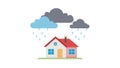 House under rain clouds, weather-ready home, vector design Generative AI Royalty Free Stock Photo