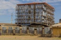 House under scaffolding in Debark town, Ethiop