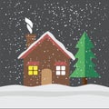 House under snow flat icon