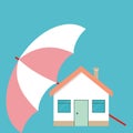 House under the umbrella. Concept of security of property. vector