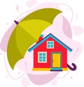 The house is under an umbrella. Housing insurance.