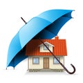 House under an Umbrella. Security Concept