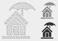 House Under Umbrella Vector Mesh Carcass Model and Triangle Mosaic Icon Royalty Free Stock Photo