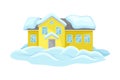 House Undergoing Natural Disaster Like Snow Drifts or Blockage Vector Illustration