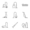 House vacuum cleaner icon set, outline style Royalty Free Stock Photo