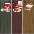 house vector banners with bull,meat,wine and salad