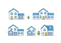 House Vector / Home flat icon / Building houses - Vector outline icon set Royalty Free Stock Photo