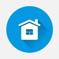 House vector icon. Home symbol on blue background. Flat image with long shadow Royalty Free Stock Photo