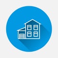 House vector icon. Home symbol icon on blue background. Flat image with long shadow Royalty Free Stock Photo