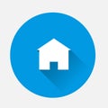 House vector icon. Home symbol with shadow on blue background. Flat image with long shadow Royalty Free Stock Photo