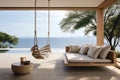 House Veranda Boasts Hanging Swing And Beach View