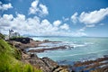 House Villa Belza on the cliff of the rocky coastline of Biarritz city, Bay of Biscay, Atlantic coast, Basque country, France Royalty Free Stock Photo