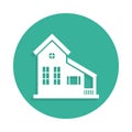 house in the village icon in Badge style with shadow Royalty Free Stock Photo