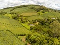 House, Vineyards and lake in valley