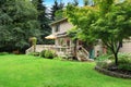 House with walkout deck and patio area on it Royalty Free Stock Photo