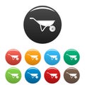 House wheelbarrow icons set color