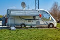 House on the wheels. Camper for travel end vacation.Camping family caravan.Holiday trip in motorhome Royalty Free Stock Photo