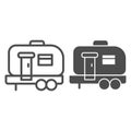 House on wheels line and glyph icon. Mooving house vector illustration isolated on white. Car home outline style design Royalty Free Stock Photo